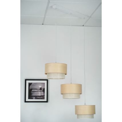 Brilagi - Ljuskrona med textilsladd ARIZONA BOHO 3xE27/15W/230V beige/vit