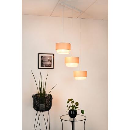 Brilagi - Ljuskrona med textilsladd ARIZONA BOHO 3xE27/15W/230V beige/vit