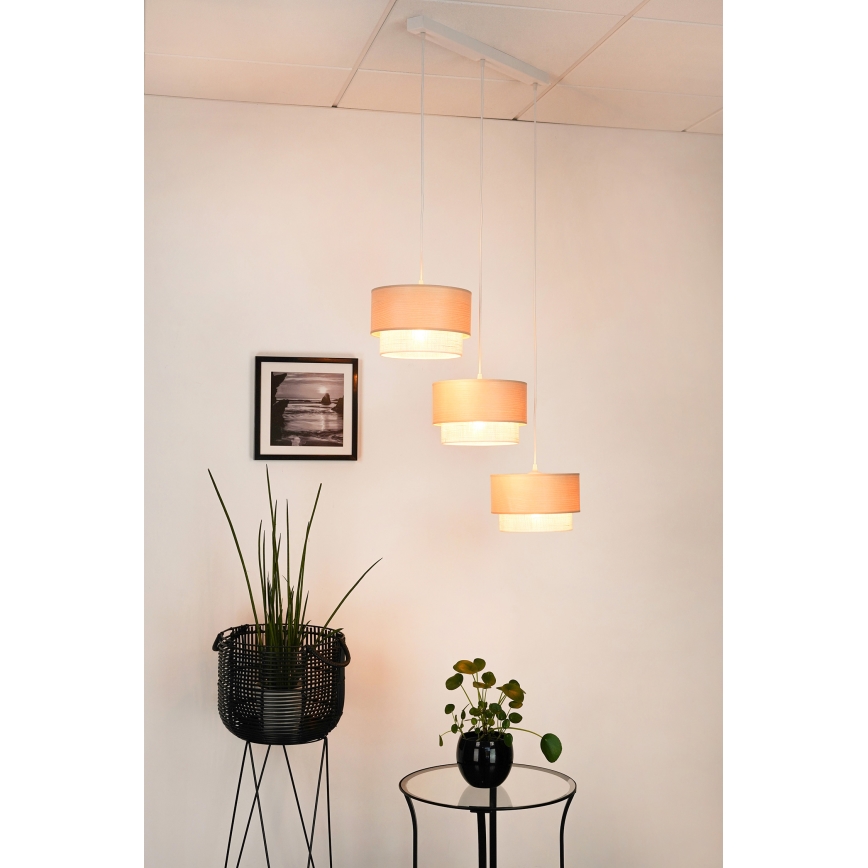 Brilagi - Ljuskrona med textilsladd ARIZONA BOHO 3xE27/15W/230V beige/vit