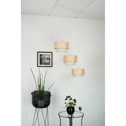 Brilagi - Ljuskrona med textilsladd ARIZONA BOHO 3xE27/15W/230V beige/vit