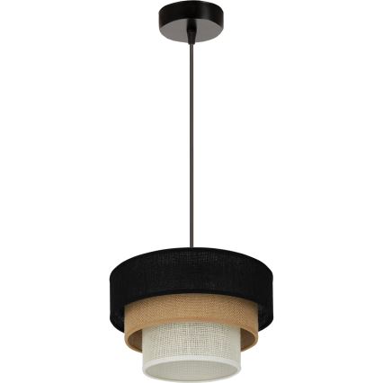 Brilagi - Ljuskrona med textilsladd ASPEN LUNETA 1xE27/15W/230V diameter 25 cm svart/beige/grädde