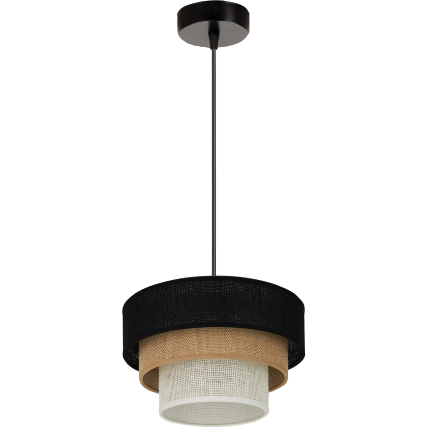 Brilagi - Ljuskrona med textilsladd ASPEN LUNETA 1xE27/15W/230V diameter 25 cm svart/beige/grädde