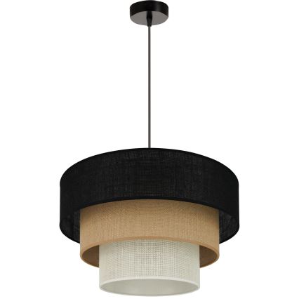 Brilagi - Ljuskrona med textilsladd ASPEN LUNETA 1xE27/15W/230V diameter 45 cm svart/beige/grädde