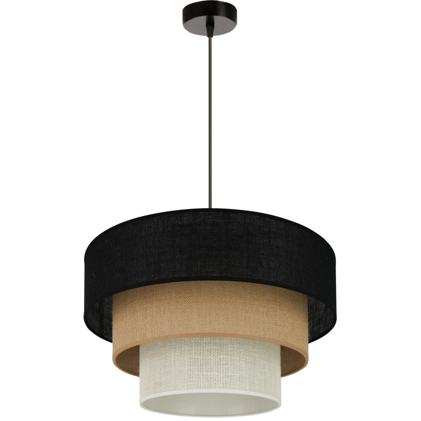 Brilagi - Ljuskrona med textilsladd ASPEN LUNETA 1xE27/15W/230V diameter 45 cm svart/beige/grädde