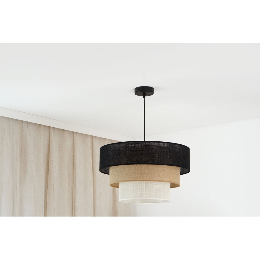 Brilagi - Ljuskrona med textilsladd ASPEN LUNETA 1xE27/15W/230V diameter 45 cm svart/beige/grädde