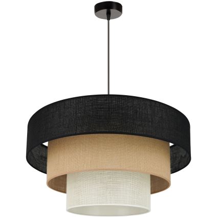 Brilagi - Ljuskrona med textilsladd ASPEN LUNETA 1xE27/15W/230V diameter 60 cm svart/beige/grädde