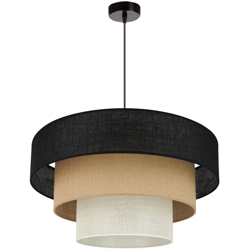 Brilagi - Ljuskrona med textilsladd ASPEN LUNETA 1xE27/15W/230V diameter 60 cm svart/beige/grädde