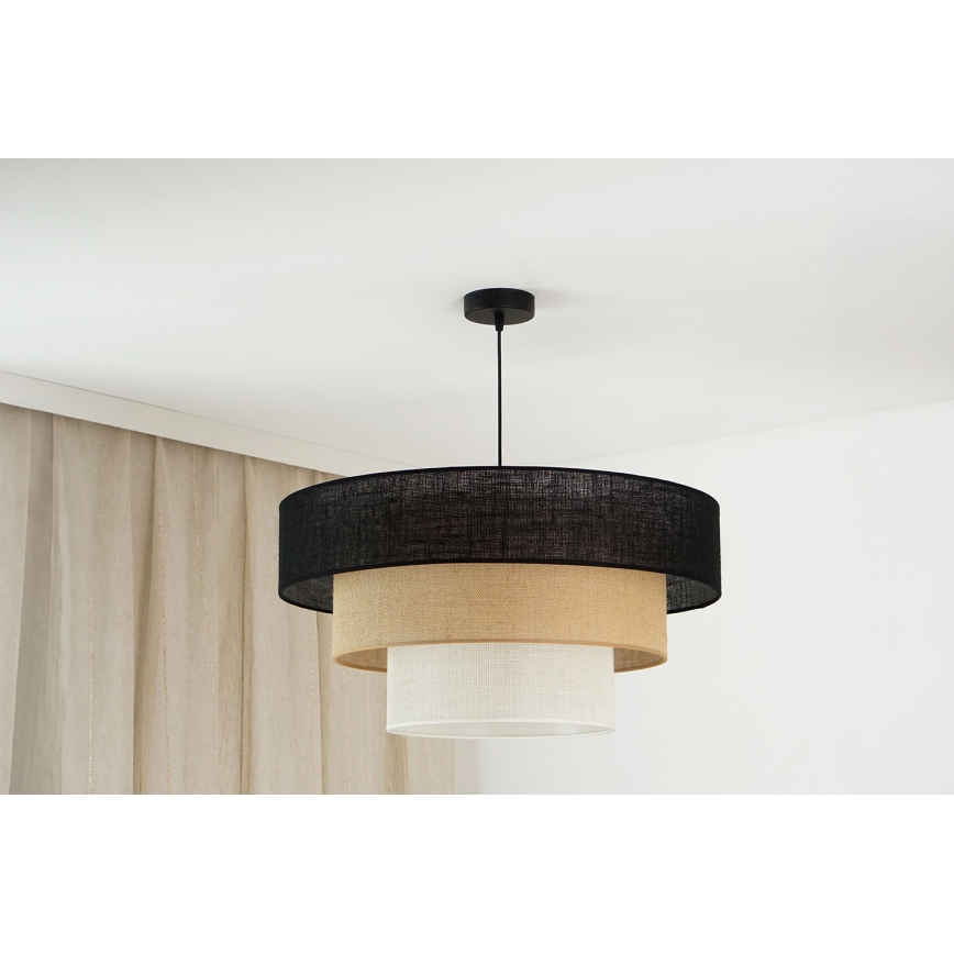 Brilagi - Ljuskrona med textilsladd ASPEN LUNETA 1xE27/15W/230V diameter 60 cm svart/beige/grädde