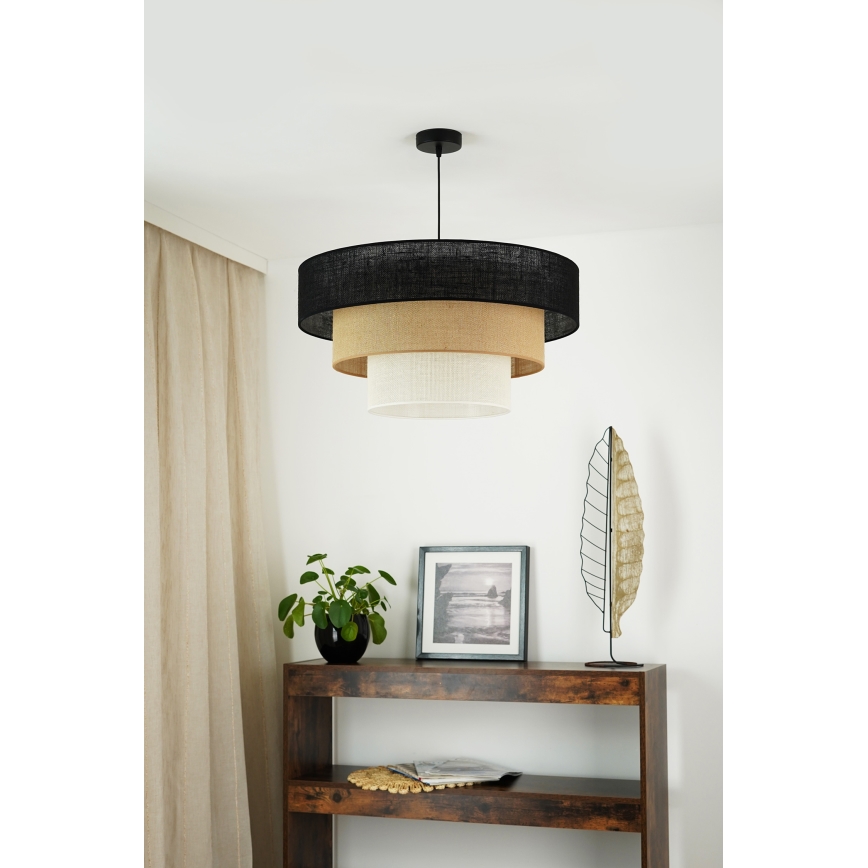 Brilagi - Ljuskrona med textilsladd ASPEN LUNETA 1xE27/15W/230V diameter 60 cm svart/beige/grädde