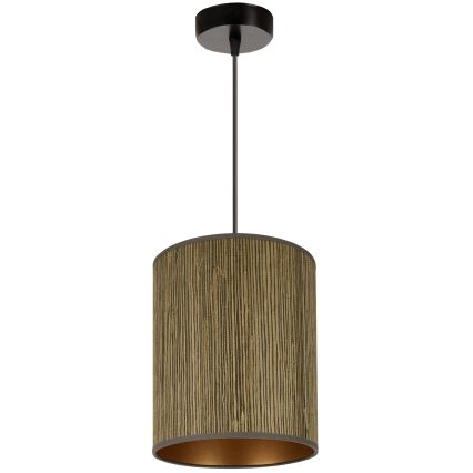 Brilagi - Ljuskrona med textilsladd BOSTON ROLLER 1xE27/15W/230V diameter 21 cm strå brun/guld