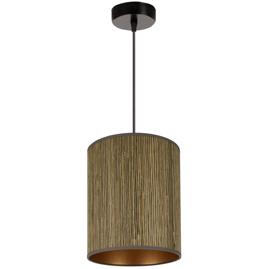Brilagi - Ljuskrona med textilsladd BOSTON ROLLER 1xE27/15W/230V diameter 21 cm strå brun/guld