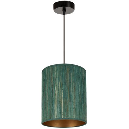 Brilagi - Ljuskrona med textilsladd BOSTON ROLLER 1xE27/15W/230V diameter 21 cm strå grön/guld