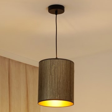 Brilagi - Ljuskrona med textilsladd BOSTON ROLLER 1xE27/15W/230V diameter 21 cm strå brun/guld