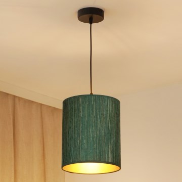 Brilagi - Ljuskrona med textilsladd BOSTON ROLLER 1xE27/15W/230V diameter 21 cm strå grön/guld