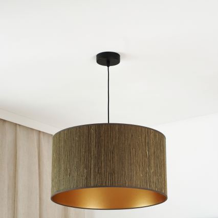 Brilagi - Ljuskrona med textilsladd BOSTON ROLLER 1xE27/15W/230V diameter 45 cm strå brun/guld