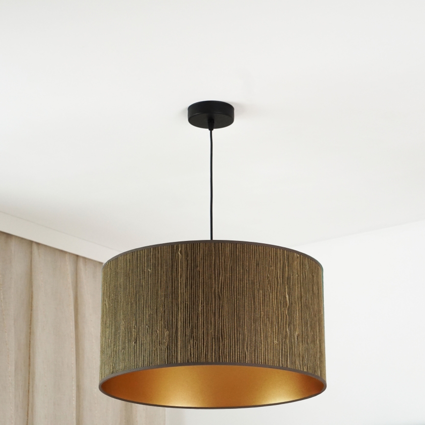 Brilagi - Ljuskrona med textilsladd BOSTON ROLLER 1xE27/15W/230V diameter 45 cm strå brun/guld