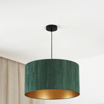 Brilagi - Ljuskrona med textilsladd BOSTON ROLLER 1xE27/15W/230V diameter 45 cm strå grön/guld