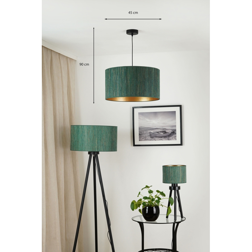 Brilagi - Ljuskrona med textilsladd BOSTON ROLLER 1xE27/15W/230V diameter 45 cm strå grön/guld