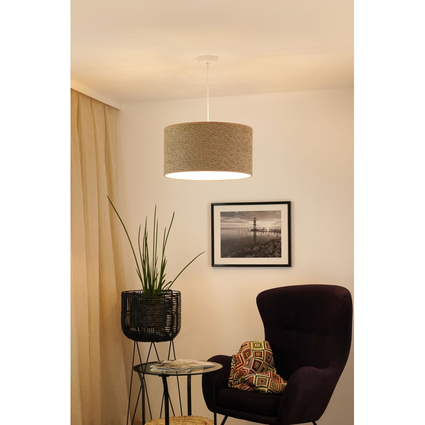 Brilagi - Ljuskrona med textilsladd BOUCLE ROLLER 1xE27/15W/230V diameter 45 cm brun
