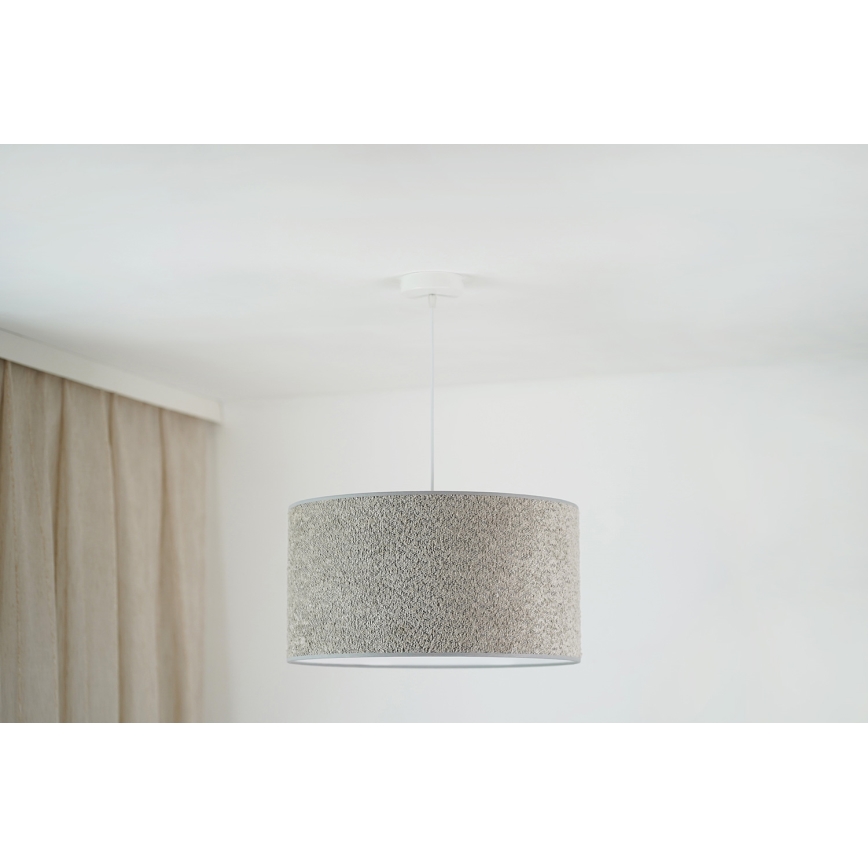 Brilagi - Ljuskrona med textilsladd BOUCLE ROLLER 1xE27/15W/230V diameter 45 cm grå