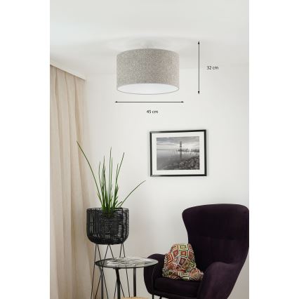 Brilagi - Ljuskrona med textilsladd BOUCLE ROLLER 1xE27/15W/230V diameter 45 cm grå