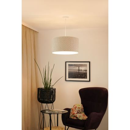 Brilagi - Ljuskrona med textilsladd BOUCLE ROLLER 1xE27/15W/230V diameter 45 cm grädde