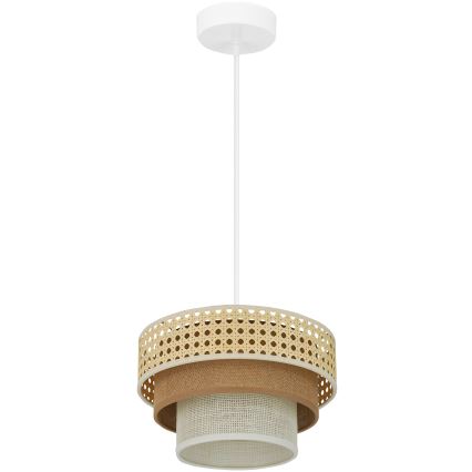 Brilagi - Ljuskrona med textilsladd CEDAR LUNETA 1xE27/15W/230V diameter 25 cm beige/brun/grädde