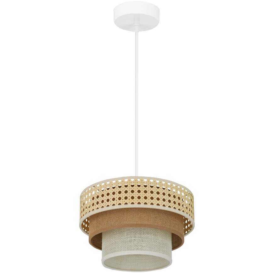 Brilagi - Ljuskrona med textilsladd CEDAR LUNETA 1xE27/15W/230V diameter 25 cm beige/brun/grädde