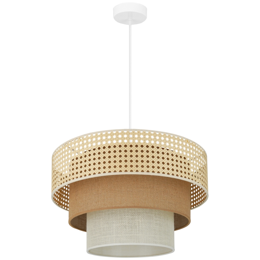 Brilagi - Ljuskrona med textilsladd CEDAR LUNETA 1xE27/15W/230V diameter 45 cm beige/brun/grädde
