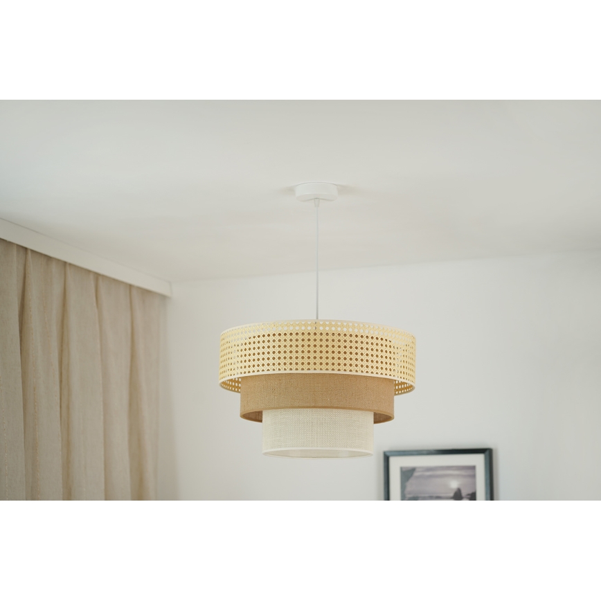 Brilagi - Ljuskrona med textilsladd CEDAR LUNETA 1xE27/15W/230V diameter 45 cm beige/brun/grädde