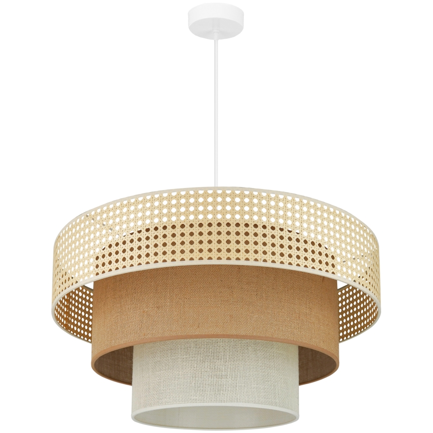 Brilagi - Ljuskrona med textilsladd CEDAR LUNETA 1xE27/15W/230V diameter 60 cm beige/brun/grädde