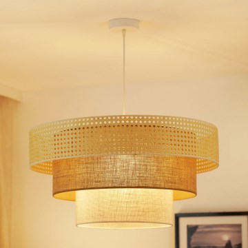 Brilagi - Ljuskrona med textilsladd CEDAR LUNETA 1xE27/15W/230V diameter 60 cm beige/brun/grädde