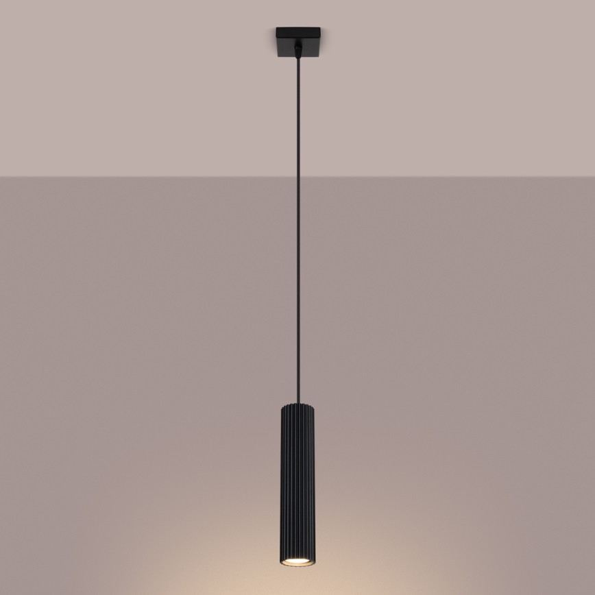 Brilagi - Ljuskrona med textilsladd CRESTO 1xGU10/10W/230V svart