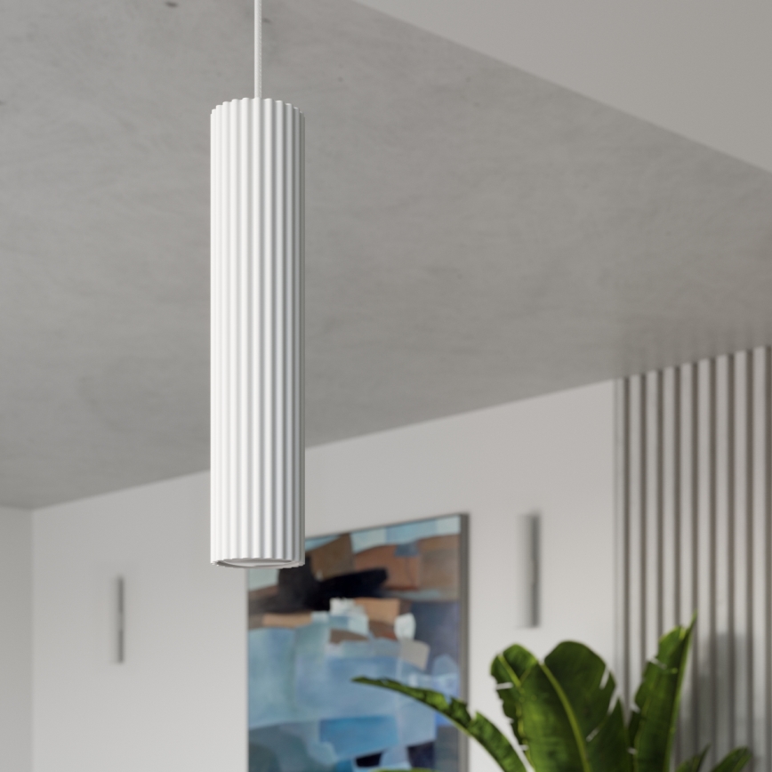 Brilagi - Ljuskrona med textilsladd CRESTO 1xGU10/10W/230V vit