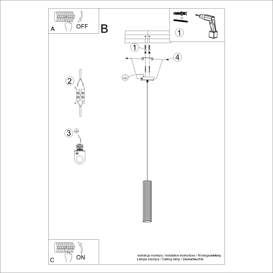 Brilagi - Ljuskrona med textilsladd CRESTO 1xGU10/10W/230V vit