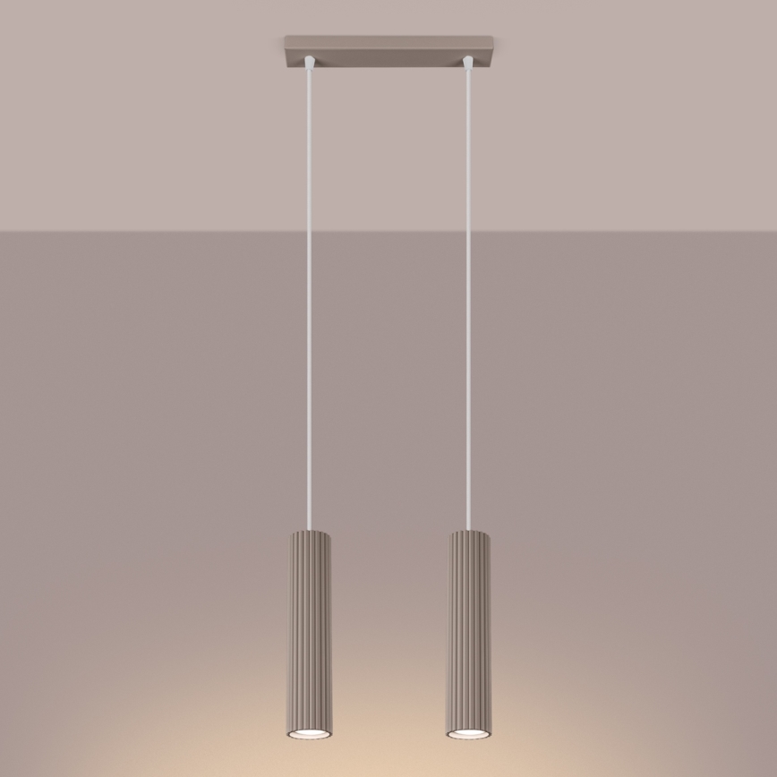 Brilagi - Ljuskrona med textilsladd CRESTO 2xGU10/10W/230V taupe