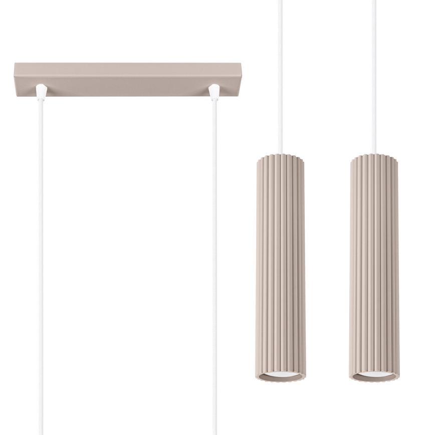 Brilagi - Ljuskrona med textilsladd CRESTO 2xGU10/10W/230V taupe