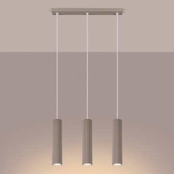 Brilagi - Ljuskrona med textilsladd CRESTO 3xGU10/10W/230V taupe
