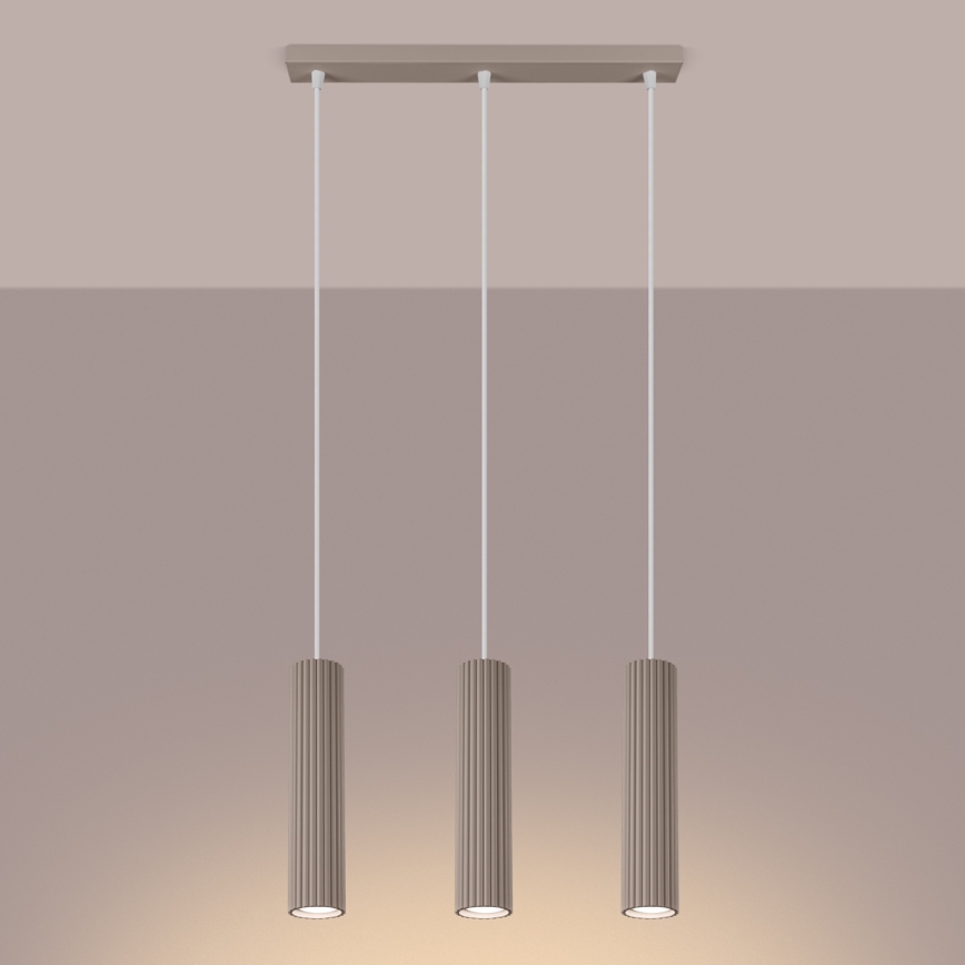 Brilagi - Ljuskrona med textilsladd CRESTO 3xGU10/10W/230V taupe