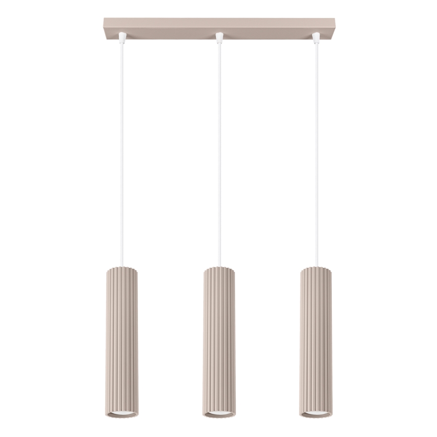 Brilagi - Ljuskrona med textilsladd CRESTO 3xGU10/10W/230V taupe