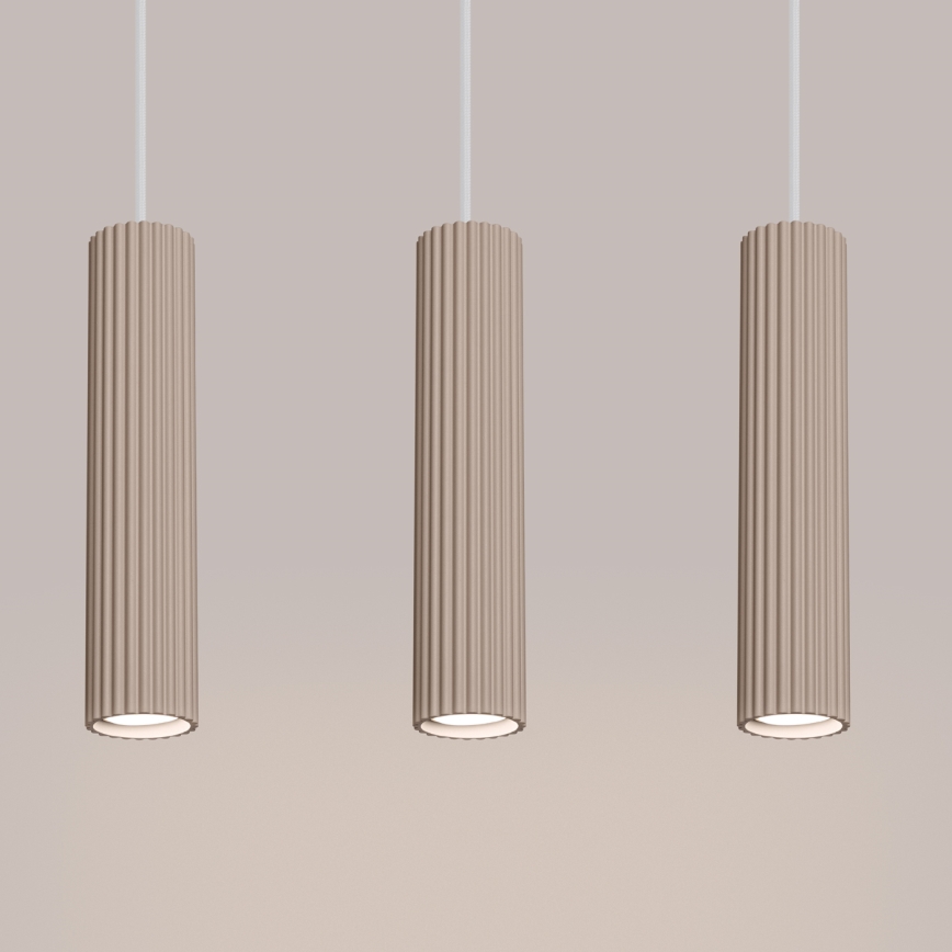 Brilagi - Ljuskrona med textilsladd CRESTO 3xGU10/10W/230V taupe