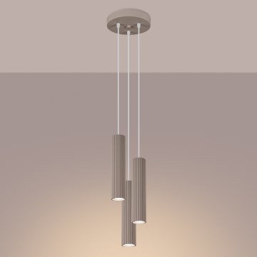 Brilagi - Ljuskrona med textilsladd CRESTO 3xGU10/10W/230V taupe