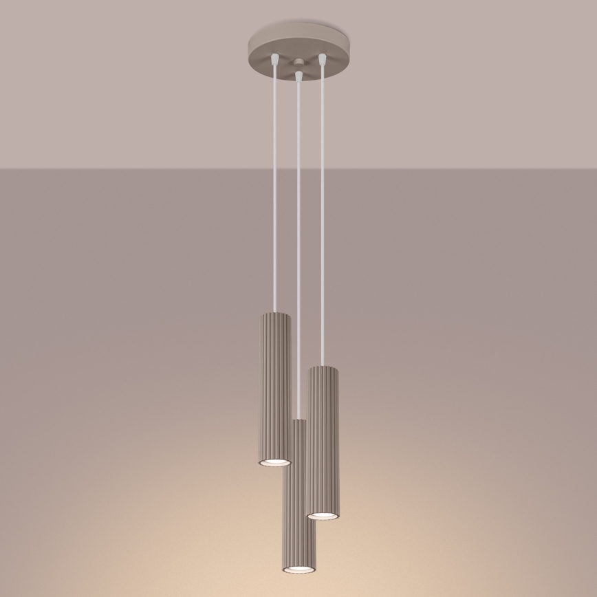 Brilagi - Ljuskrona med textilsladd CRESTO 3xGU10/10W/230V taupe