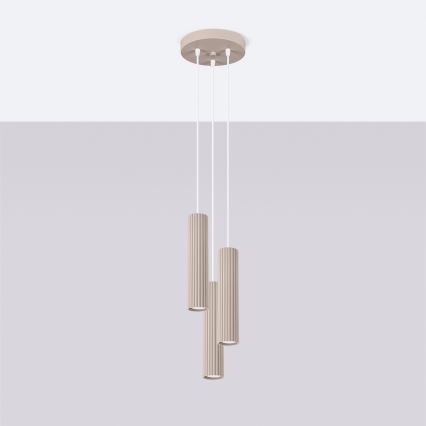 Brilagi - Ljuskrona med textilsladd CRESTO 3xGU10/10W/230V taupe