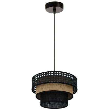 Brilagi - Ljuskrona med textilsladd DAKOTA LUNETA 1xE27/15W/230V diameter 25 cm svart/beige