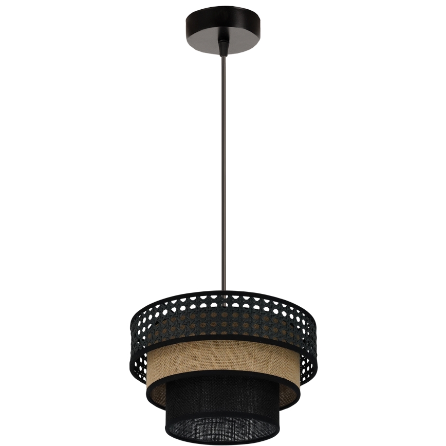 Brilagi - Ljuskrona med textilsladd DAKOTA LUNETA 1xE27/15W/230V diameter 25 cm svart/beige