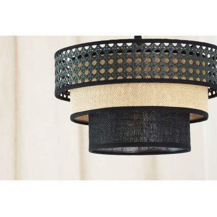 Brilagi - Ljuskrona med textilsladd DAKOTA LUNETA 1xE27/15W/230V diameter 25 cm svart/beige