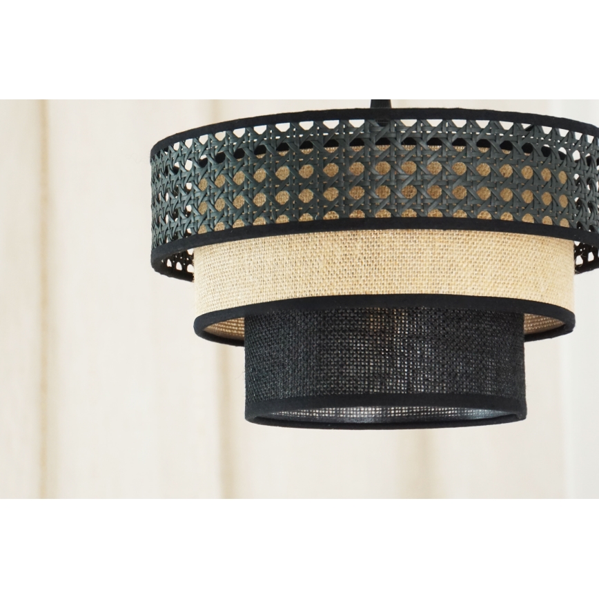 Brilagi - Ljuskrona med textilsladd DAKOTA LUNETA 1xE27/15W/230V diameter 25 cm svart/beige