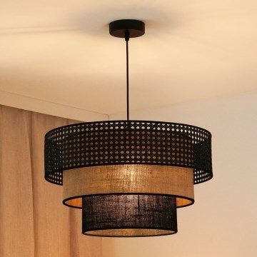 Brilagi - Ljuskrona med textilsladd DAKOTA LUNETA 1xE27/15W/230V diameter 45 cm svart/beige