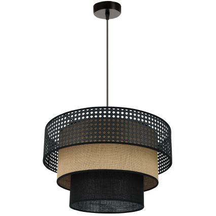 Brilagi - Ljuskrona med textilsladd DAKOTA LUNETA 1xE27/15W/230V diameter 45 cm svart/beige